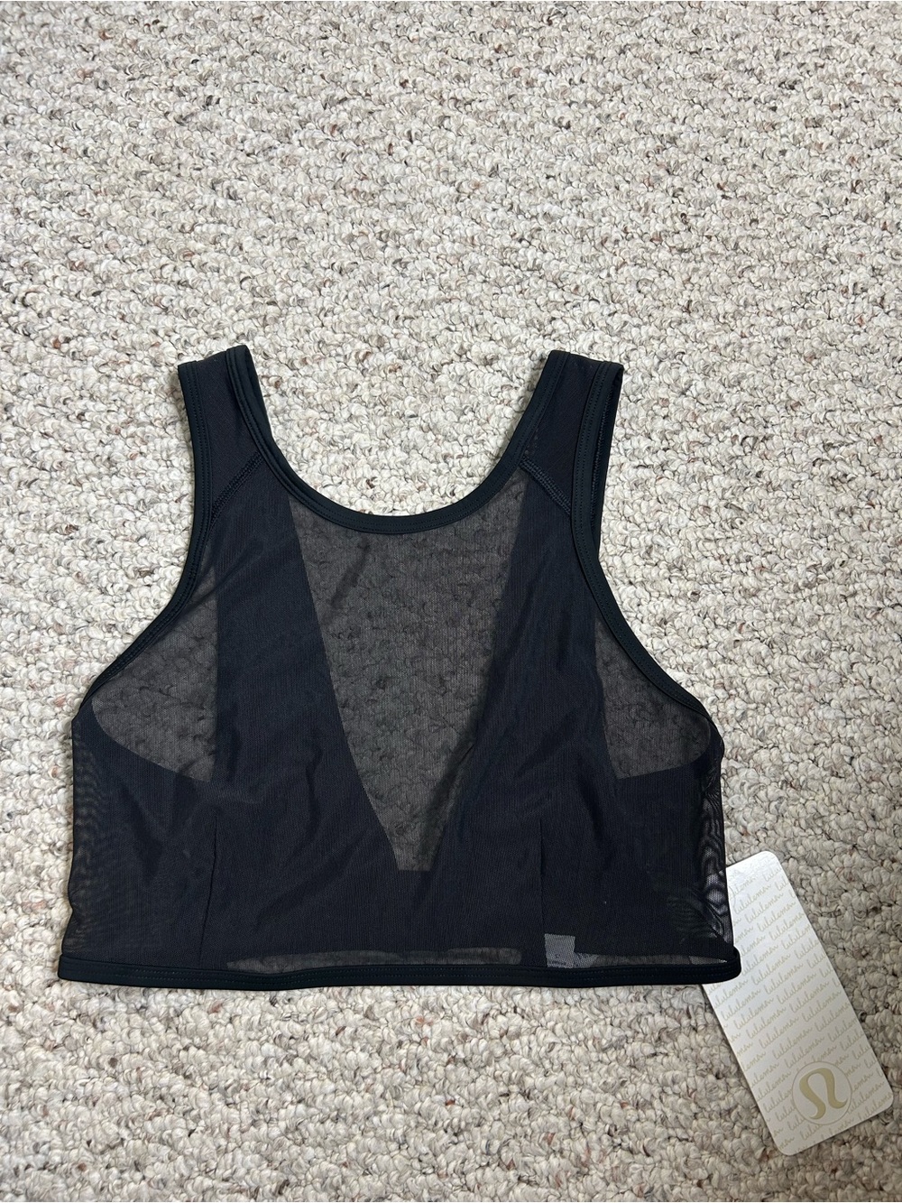 NWT Lululemon Fit Physique Crop Mesh Tank Bra in black Size 6
